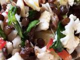 Salat med grønne linser fra Puy - blomkål - kartofler og bagt rød peberfrugt