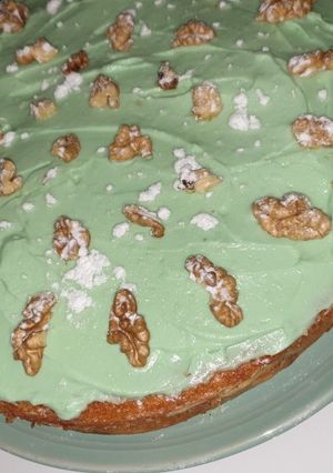 Una foto de 👽Tarta Grinch de calabaza, queso y nueces