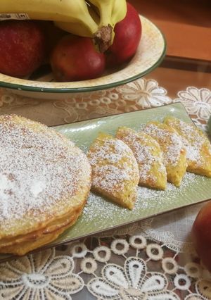 Una foto de Pancakes de zanahoria y  manzana