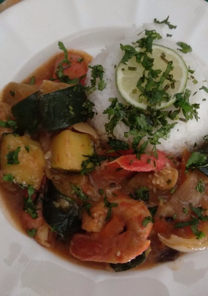 Una foto de Curry Thai de langostinos