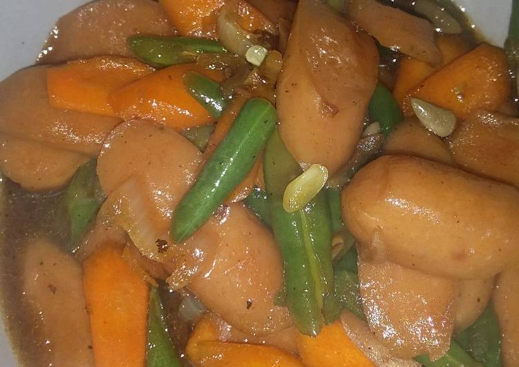 Resep mudah Tumis sosis buncis wortel Gurih Mantul