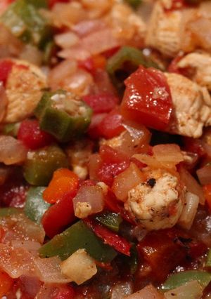 A picture of Cajun Chicken and Okra Stir-Fry.