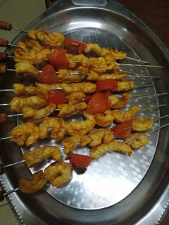 A picture of Grilled prawns :A delicacy for sea food lovers.