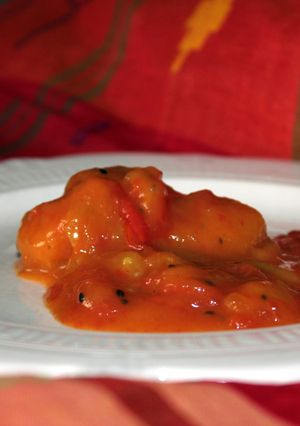 A picture of Tomato and Raw mango chutney.