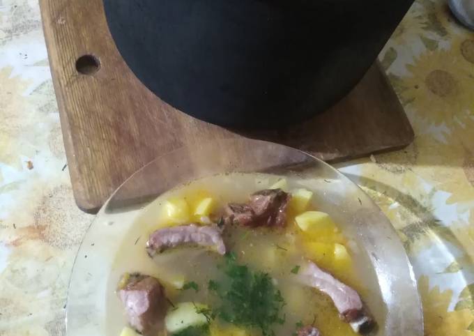 Суп "харчо" на копчёных рёбрышках