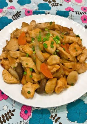 杏鮑菇炒嫩雞胸 的食譜成品照片
