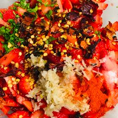 A picture of Strawberries chutney/ chat.