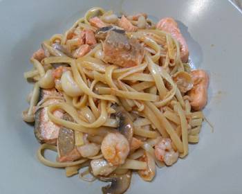 New Recipe  TrioMushrooms Seafood Linguine Restaurant Style