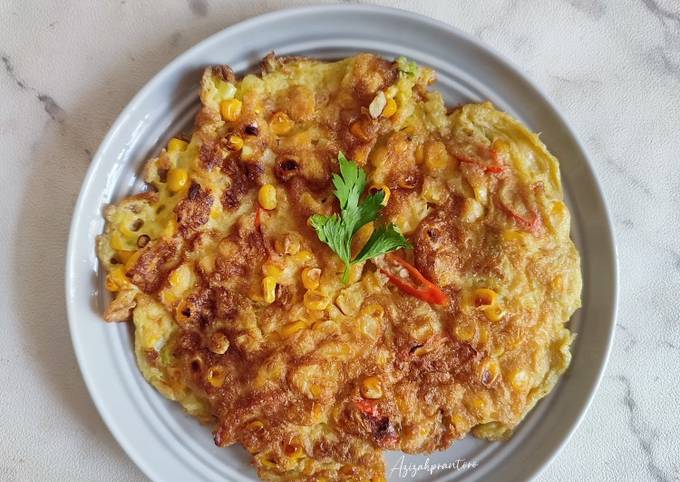 Cara bikin Telur dadar jagung Cara bikin Telur dadar jagung