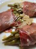 Paquetitos de judías verdes con jamón. 20’ de olla exprés