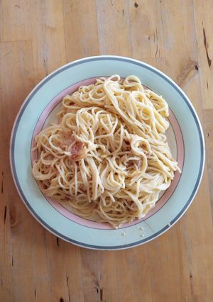 Una foto de Espaghettis carbonara