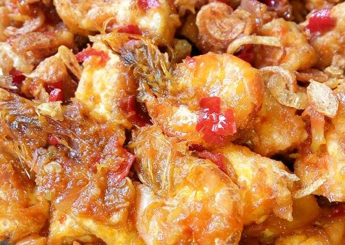 Udang tahu balado pedaaass