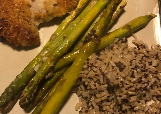 One Pan Lemon Parmesan Chicken and Asparagus