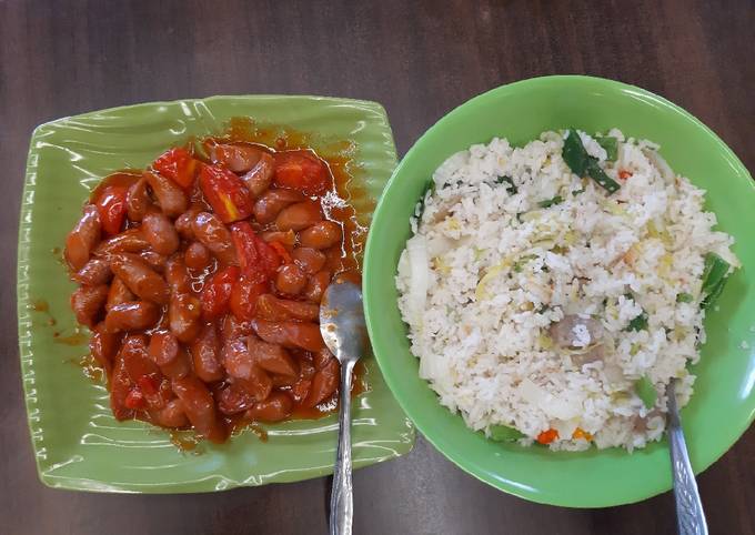 Nasgor Sayur & Sosis Asam Manis