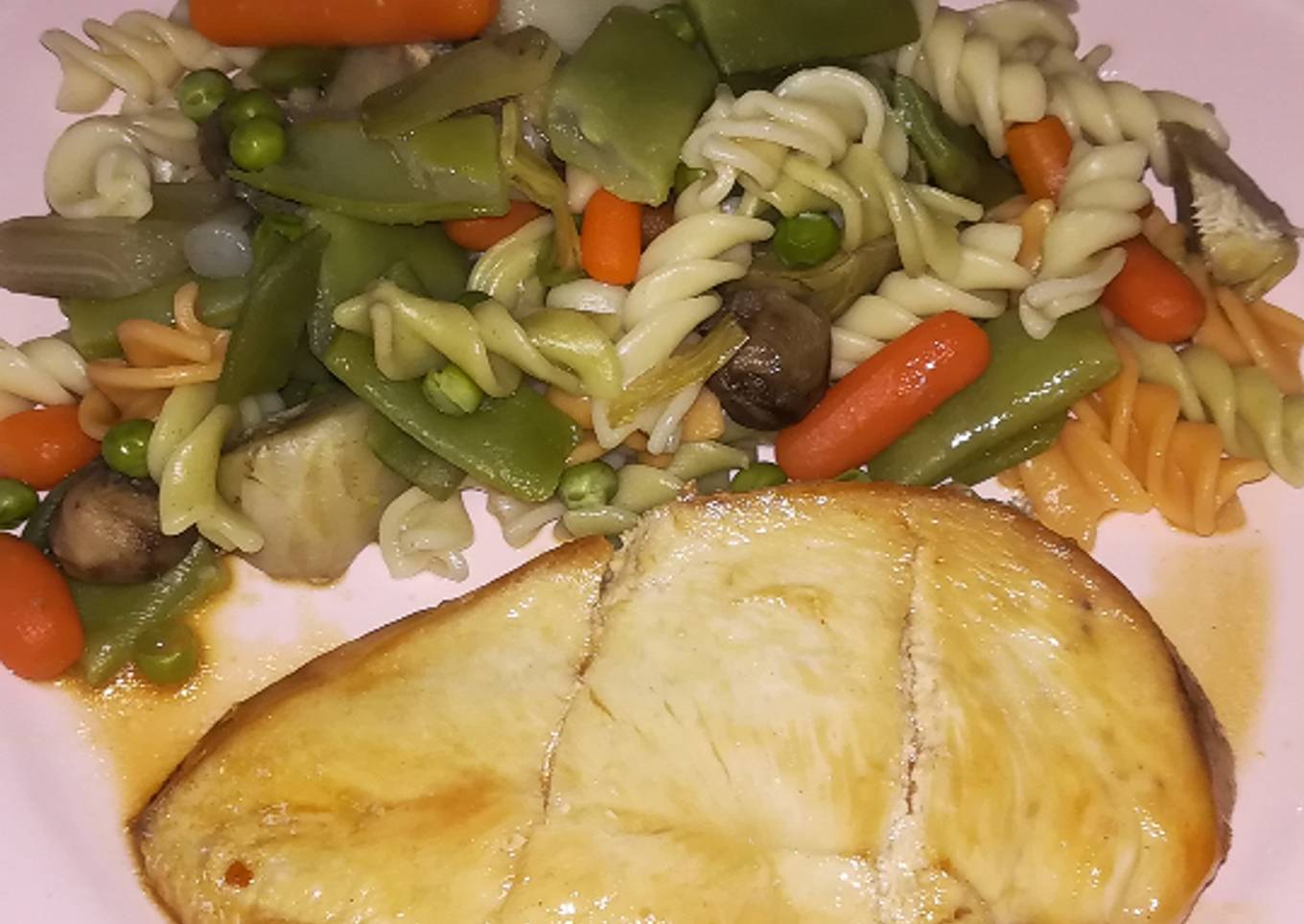 Pechuga de pollo a la plancha con, mi receta de pasta