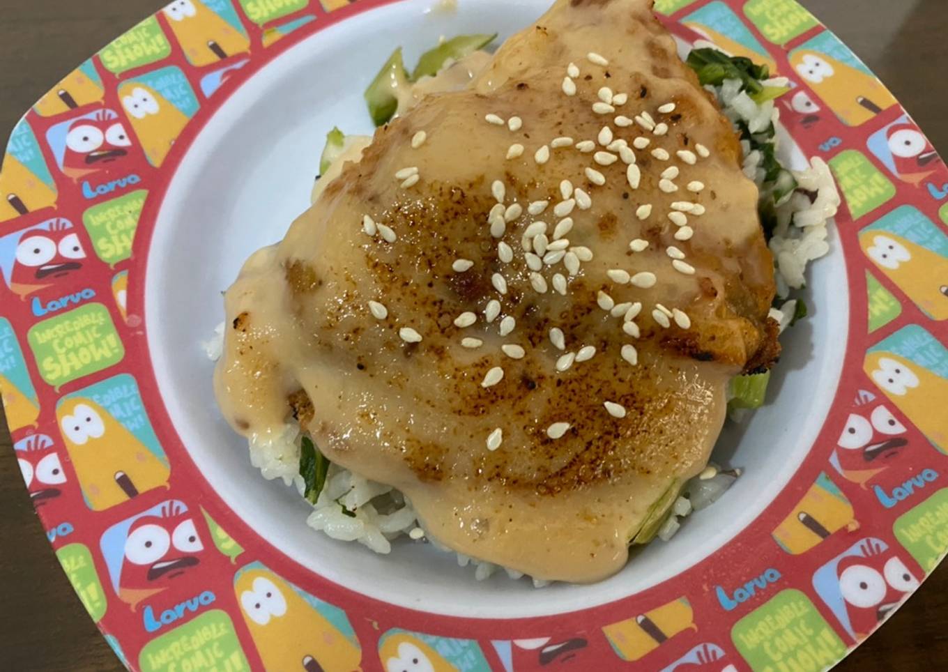 Nasi ayam Saus Mentai