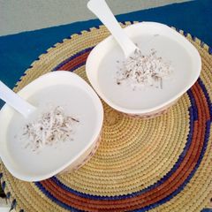 A picture of Kunun Shinkafa Garnished with Shredded Coconut0.