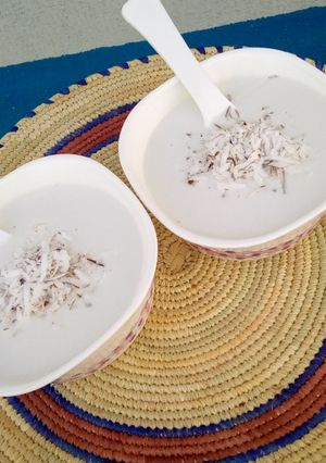 A picture of Kunun Shinkafa Garnished with Shredded Coconut0.