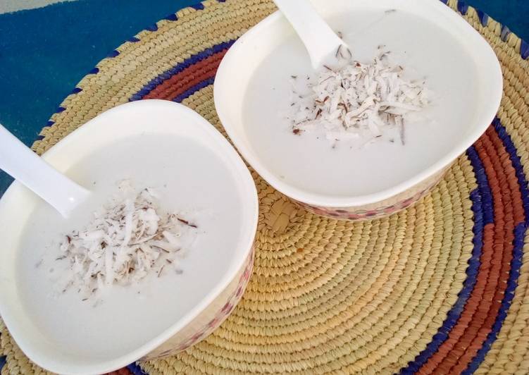 Recipe: Yummy Kunun Shinkafa Garnished with Shredded Coconut0 This is Secret Recipe  From Homemade !!