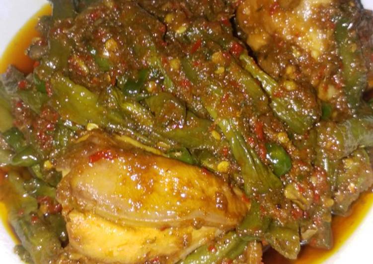 Cara Gampang Menyiapkan Ayam rica - rica kacang panjang pedas manis, Enak Banget