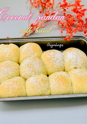 A picture of Coconut Pandan Milk Bread (bánh mì ngọt dừa, lá dứa).