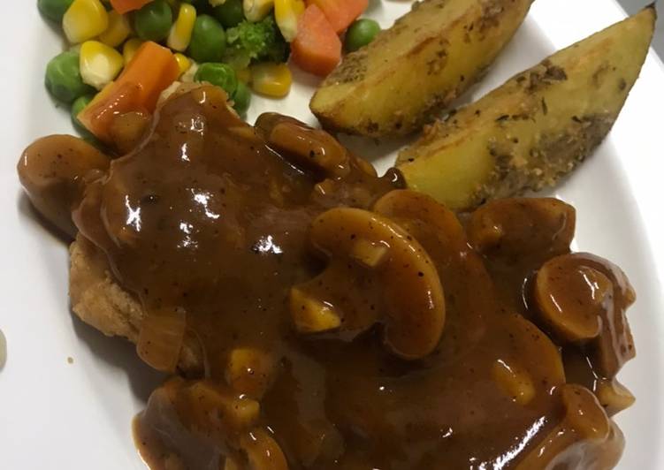 Resep Chicken Steak with Mushroom Sauce yang Enak