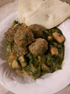 A picture of Twisted saag aloo (spinach & potatoes).