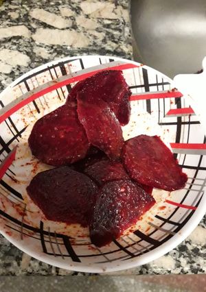 Una foto de Snack de remolacha saludable.TAMBIÉN apta bebé sin condimentos
