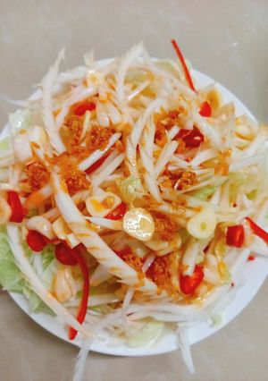 Hình của món Cải thảo trộn tỏi ớt.