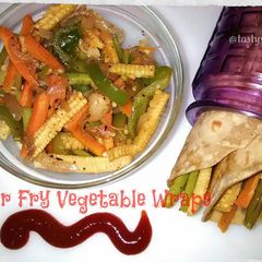 A picture of Stir fry vegetable wraps.