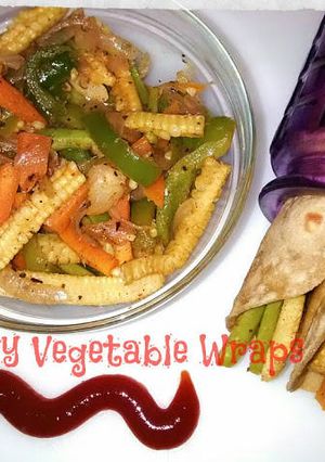 A picture of Stir fry vegetable wraps.