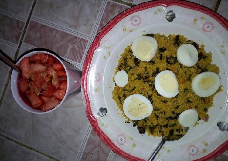 Dambu + eggs and fruit salad