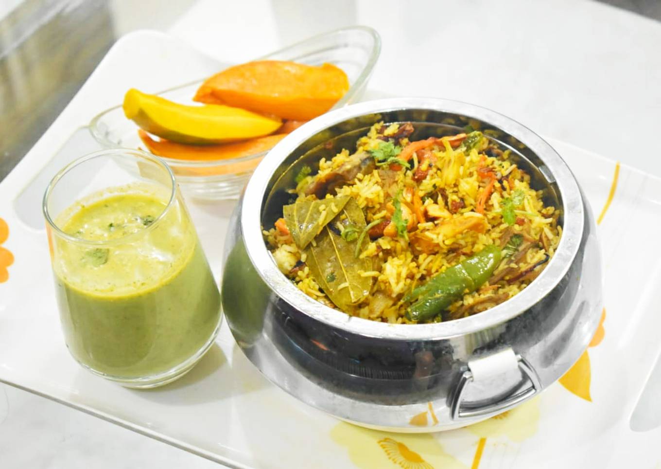 Kathal biryani with pudina dhania chhachh