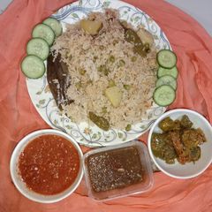 Matar aloo chawal A picture of Matar aloo chawal.