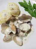 Vongole in crema Bretone con purè di patate rosse