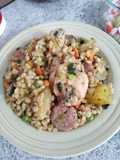 Trigo a la jardinera con pollo