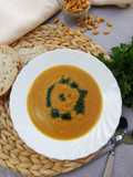 Puré vegano de calabaza y castañas al aceite de perejil