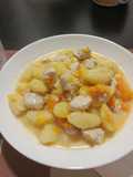 Gnocchis con calabaza y pollo