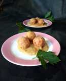 Salsa de apio. Albóndigas de pollo al verdeo, en salsa de apio🐓🧅🥬