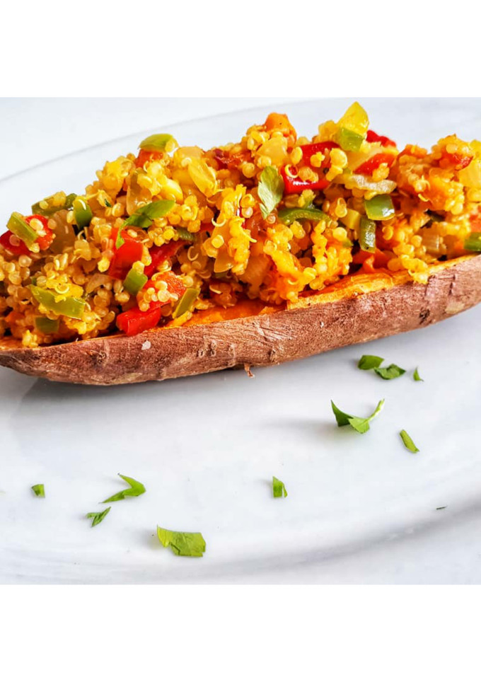 Una foto de 🌱🍠Boniato asado con quinoa🍠🌱