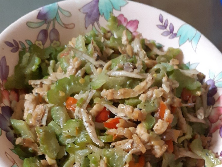 Resep Tumis pare teri tempe pedas nampol Anti Gagal