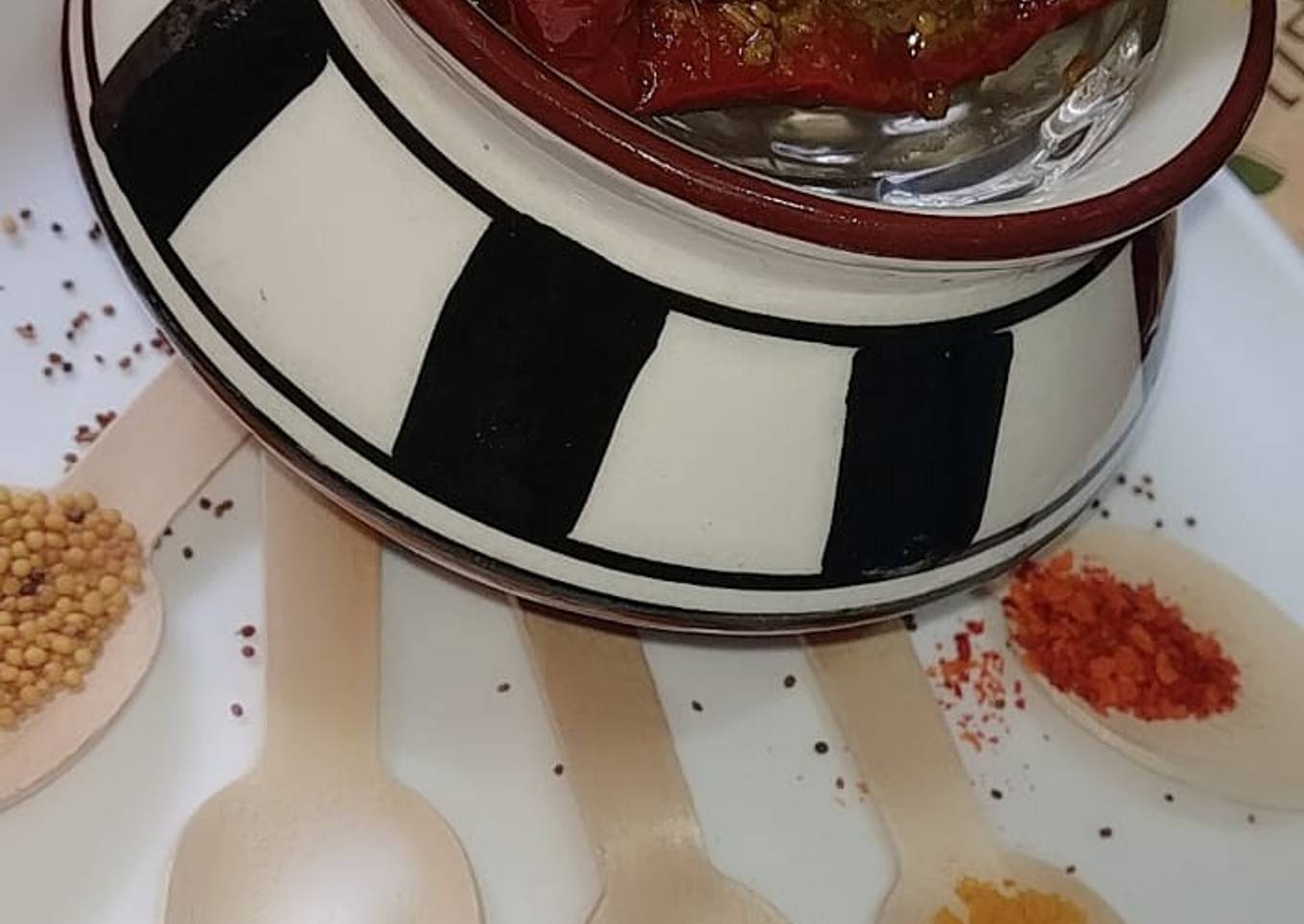 Stuffed red chilli pickle