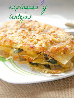 Una foto de Lasaña vegetal de espinacas y boloñesa de lentejas