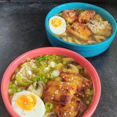A picture of Keto pork belly ramen soup.
