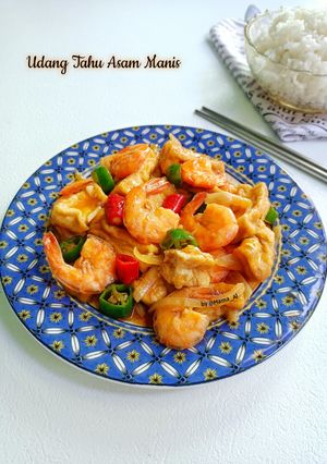 Foto resep Udang Tahu Asam Manis