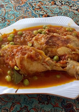 عکسی از دستور خورشت مرغ و نخود فرنگی