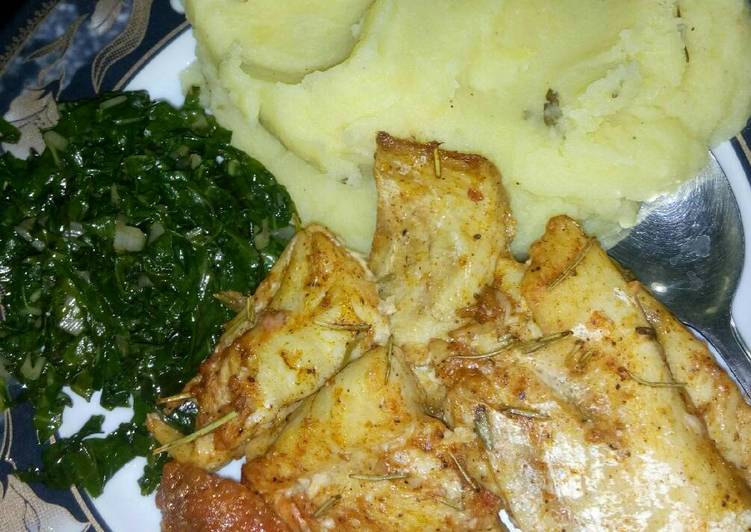 You Do Not Have To Be A Big Corporation To Start Make Mashed potatoes with rosemary baked fish fillet#potatocontest Tasty