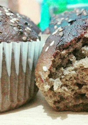 Una foto de Muffins de banana y cacao