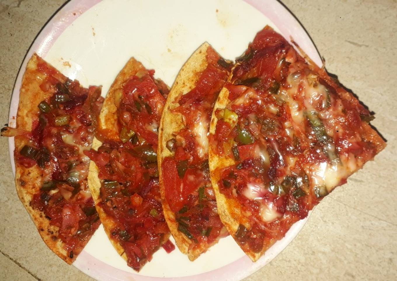 Beetroot chapatti pizza