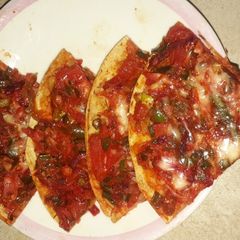 A picture of Beetroot chapatti pizza.